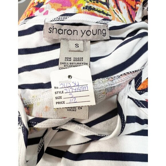 Sharon Young Sz S Floral Print French Striped Swing Blouse Tunic Top NWT NEW - Picture 8 of 9